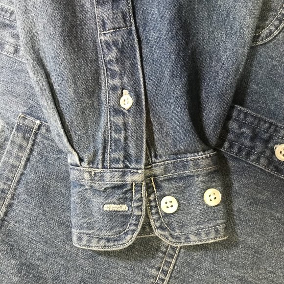 The Disney Store Winnie the Pooh Embroidered Blue Denim Button-Down Shirt - Picture 7 of 10